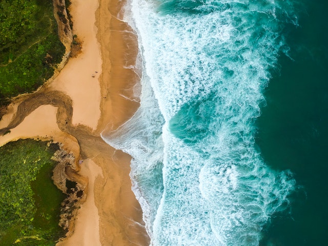 top view of beach