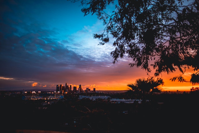 cityscape at sundown